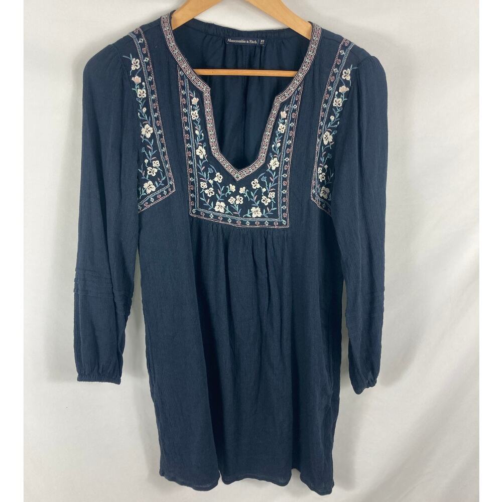 Abercrombie & Fitch Embroidered Neckline Long Sleeve Mini Dress Size XS
